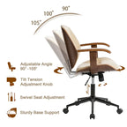 Fauteuil de bureau pivotant réglable en similicuir Glitzhome avec accoudoir, design ergonomique