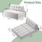 Canapé-lit futon pliant entièrement en velours côtelé, chaise de couchage convertible au sol avec oreiller et dossier