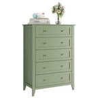 Commode à 5 tiroirs de 108 cm de haut pour chambre à coucher, armoire de rangement en bois avec tiroirs de 30 cm de profondeur et poignées en métal doré, idéale pour l'entrée ou le couloir