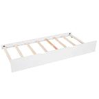 Lit plateforme moderne blanc en forme de L pour deux personnes avec lit gigogne et tiroirs pour chambre à coucher