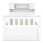 Lit plateforme capitaine double/grand avec 4 tiroirs et étagères de rangement, cadre de lit en bois massif avec tête de lit bibliothèque de rangement