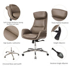 Fauteuil de bureau pivotant réglable en similicuir Glitzhome Mid-century 48 pouces