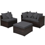 Ensemble de meubles de patio en rotin 4 pièces avec coussins et oreillers amovibles – Canapé d'angle : 73,7 x 73,7 x 63,5 cm
