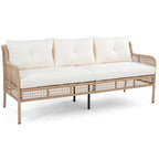 Ensemble de conversation en rotin d'extérieur 4 pièces avec fauteuils pivotants et table basse
