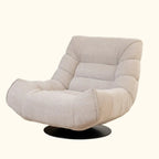 Fauteuil pivotant d'appoint en tissu chenille tufté jaune