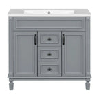Meuble-lavabo moderne de 36 po avec vasque et armoire à miroir, 2 portes et 2 tiroirs