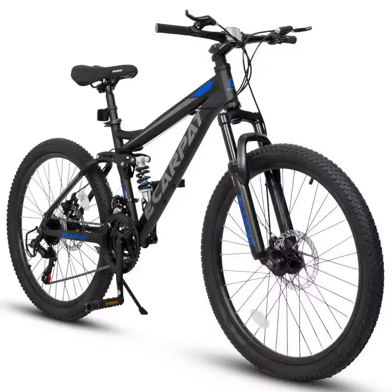 VTT 26 pouces Whisen pour adulte avec suspension intégrale, 21 vitesses, freins à disque