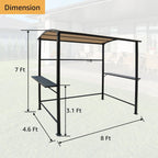 Abri barbecue en acier avec auvent, 1,5 x 2,4 m