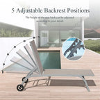 Chaise longue – Lot de 2, chaises longues avec roulettes, chaises longues avec 5 positions réglables, chaises de piscine (2 chaises longues)