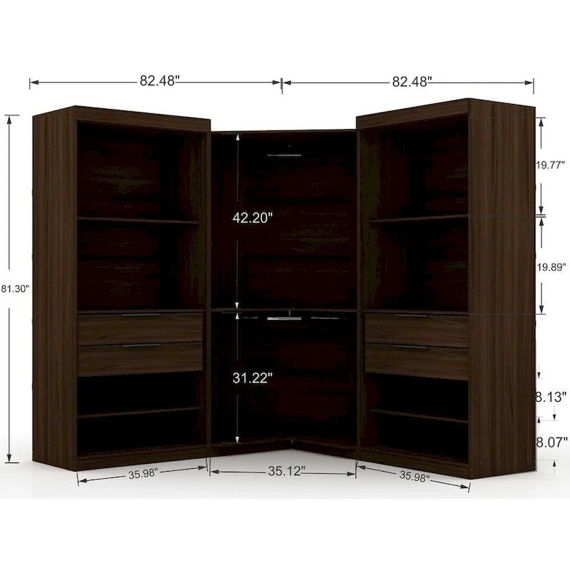 Mulberry 2.0 Semi-ouvert 3 sections Moderne 4 tiroirs Armoire d'angle Ensemble de 3