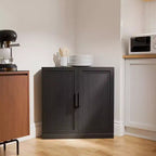 Meuble d'angle Dovelina avec étagères réglables, buffet, meuble à vin, meuble de cuisine et de salle à manger avec portes en bois - 31H x 31L, 36H x 31L