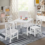 Ensemble table et chaises eHemco en bois massif pour enfants (4 chaises incluses), ensemble de 5 pièces