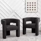 Ensemble de 2 fauteuils rembourrés en tissu bouclette à accoudoirs carrés de 71 cm de large - Kinwell