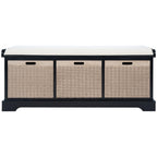Banc de rangement SAFAVIEH Fiorello avec coussin et 3 tiroirs - 47,3 L x 15 P x 19 H - 47 L x 15 P x 19 H