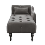 Chaise longue moderne de 154 cm avec revêtement en velours, boutons capitonnés, pieds en bois massif et clous de tapissier