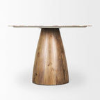 Table à manger ronde Allyson marron moyen avec piédestal en marbre rose - 42.0L x 42.0P x 30.0H