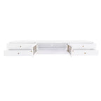 Meuble TV pour téléviseur de 95 pouces, console média extra-longue avec 2 portes et 4 tiroirs, grand meuble de rangement TV avec portes en verre cannelé