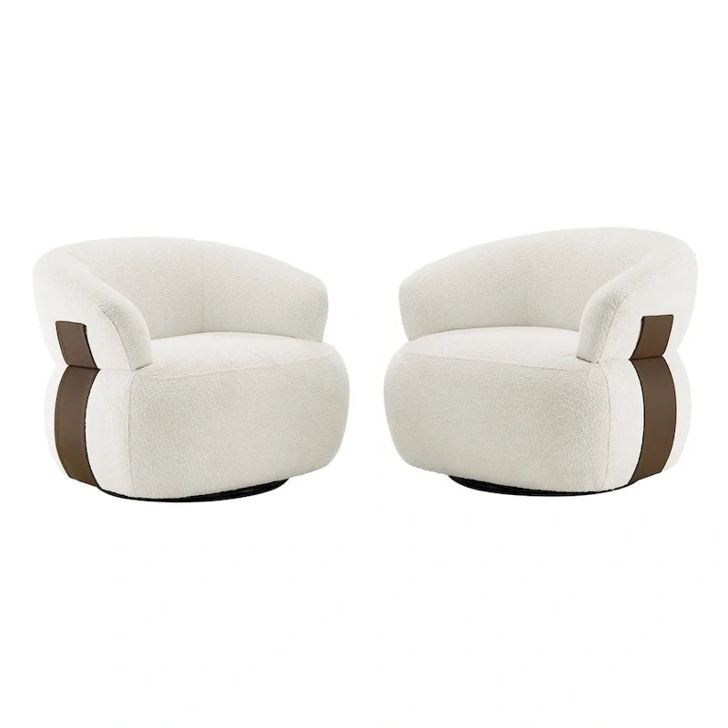 Fauteuil moderne Kieon 33W 360 pivotant en forme de tonneau - Lot de 2