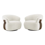 Fauteuil moderne Kieon 33W 360 pivotant en forme de tonneau - Lot de 2