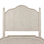 Lit à baldaquin Queen de style campagnard – Blanc antique avec dessus châtaigne