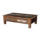 Table basse en bois ancien recyclé fabriquée à la main (Inde)