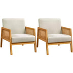 Yaheetech Lot de 2 fauteuils d'appoint rembourrés avec côtés en rotin pour Salons, Chambres