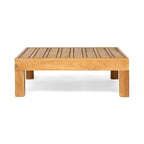 Causeuse d'extérieur Oana en bois d'acacia avec accoudoir gauche et table basse avec coussin par Christopher Knight Home