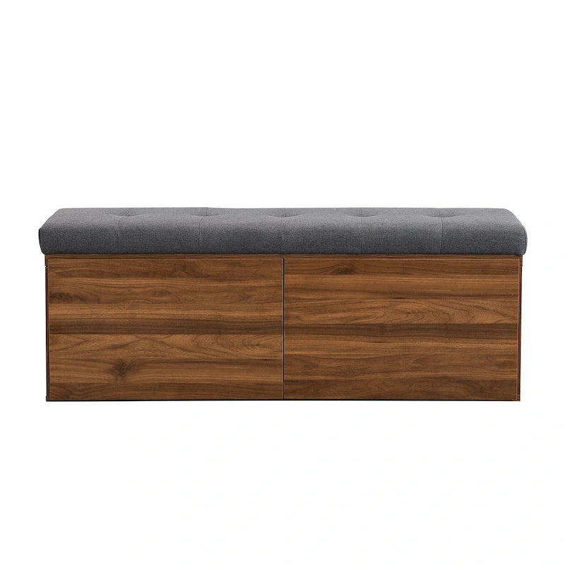 Banc de rangement pour chaussures, meuble à chaussures avec assise rembourrée et deux portes pour entrée
