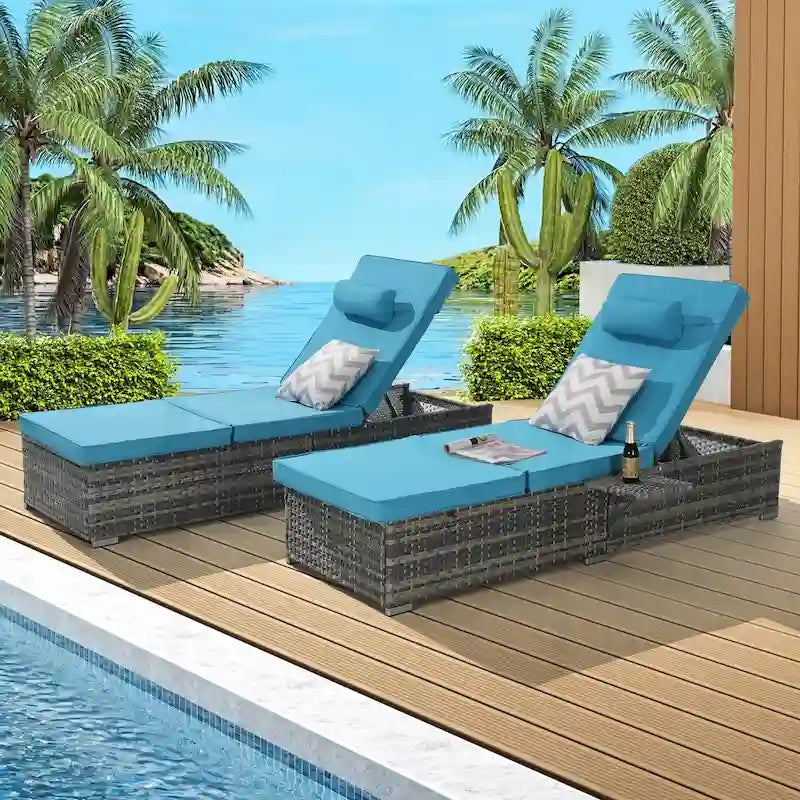 Excellent ensemble de chaises longues d'extérieur pour la relaxation et les loisirs