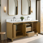 Meuble-lavabo Vanity Art avec évier en céramique et dessus en marbre reconstitué