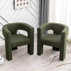 Ensemble de 2 fauteuils rembourrés en tissu bouclette à accoudoirs carrés de 71 cm de large - Kinwell