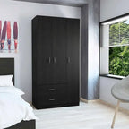 Armoire 3 portes FM Furniture Eureka avec 2 tiroirs, étagères intérieures et tringle