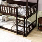 Lit superposé triple pour enfants, lit superposé trois places détachable avec échelle et barrière de sécurité, se sépare en 3 lits