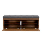 Banc de rangement pour chaussures, meuble à chaussures avec assise rembourrée et deux portes pour entrée