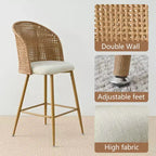 Lot de 2 tabourets de bar en rotin naturel, chaises hautes de 73,6 cm de style bohème avec dossier tissé - Panipeachy