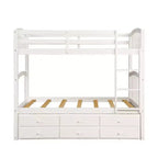 Lit superposé double avec échelle, barrière de sécurité, lit gigogne double avec 3 tiroirs pour chambre d'adolescent, meubles de chambre d'amis