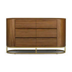 Commode moderne à 6 tiroirs avec plateau Live Edge, piètement en métal et construction en bois mélangé durable