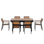 Ensemble de salle à manger extérieur extensible 7 pièces avec table extensible et 6 chaises avec accoudoirs