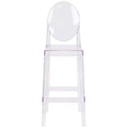 Tabouret de bar Ghost Emma et Oliver avec dossier ovale en cristal transparent