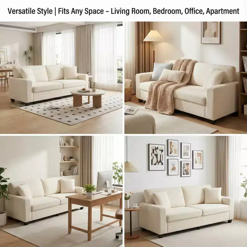 Canapé moderne 3 places de 83 po avec assise profonde, tissu doux, accoudoirs larges, housse de coussin amovible et lavable