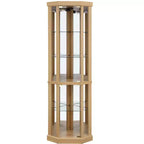 Vitrine d'angle avec portes et étagères en verre, Meuble de présentation d'angle pour salon