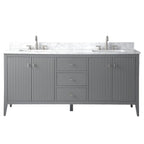 Meuble-lavabo de salle de bain Vanity Art 72 po à double vasque avec dessus en marbre reconstitué