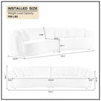 Canapé d'angle incurvé profond, tissu bouclé avec 5 coussins décoratifs
