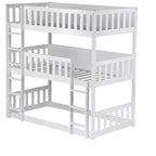 Lit superposé triple pour enfants, lit superposé trois places détachable avec échelle et barrière de sécurité, se sépare en 3 lits