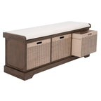 Banc de rangement SAFAVIEH Fiorello avec coussin et 3 tiroirs - 47,3 L x 15 P x 19 H - 47 L x 15 P x 19 H