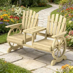 Banc de patio GDFStudio Sydel Wagon Wheel avec table centrale et compartiment de rangement