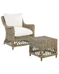 Fauteuil de jardin avec repose-pieds Rotin Naturel