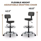 Tabouret de dessin Home Imports Emporium - Tabouret réglable pivotant en similicuir avec repose-pieds et dossier