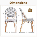 Lot de 4 chaises de bistrot françaises Costway avec rotin tressé à la main et cadre en métal galvanisé pour l'extérieur