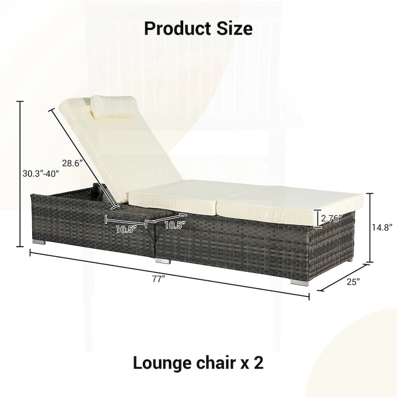 Excellent ensemble de chaises longues d'extérieur pour la relaxation et les loisirs